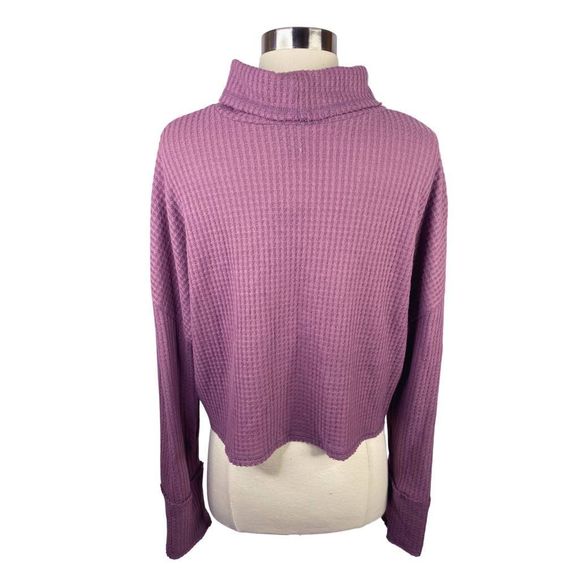 Wild Fable Dark Mauve Waffle Knit Crop Top - Size Large - Picture 3 of 4